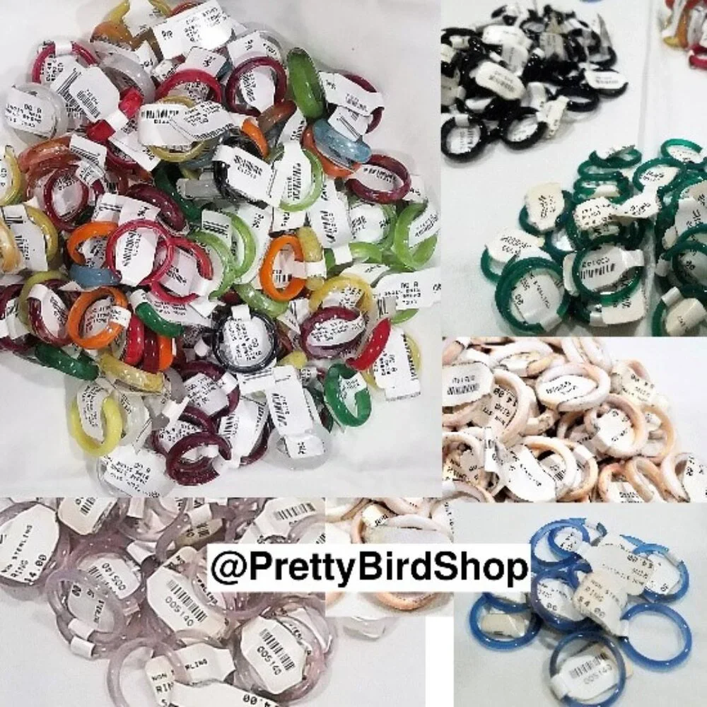 100 RINGS Resale Bundle mixed stone glass hematite stainless enamel mix sizes